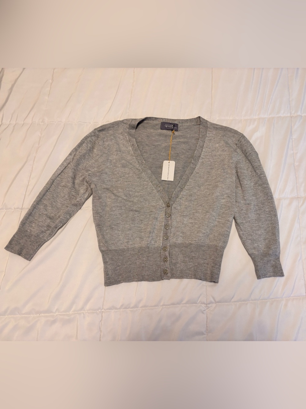 Light Gray Women's V-Neck Button Cardigan Sweater